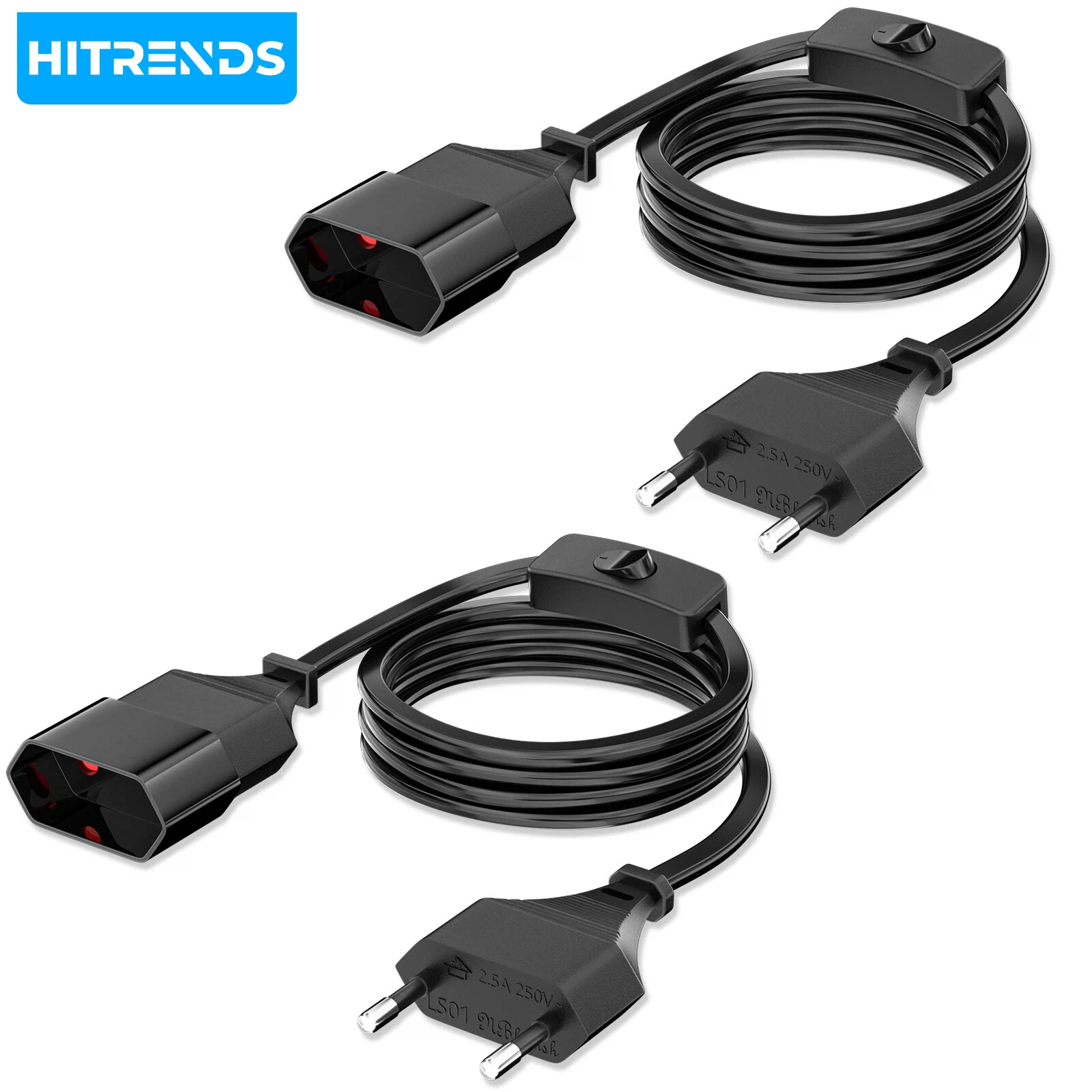 2.5A 250V 유럽 표준 연장 소켓 2미터 전원 코드 주방, 욕실, 사무실 및 일..