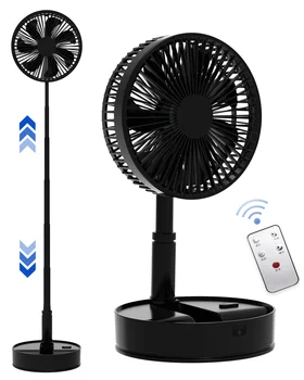 Oscillating Fan Foldaway with Remote Control, Battery Powered Fan for Camping, 4 Speed, Timer, Height Adjustment Portable Table 1