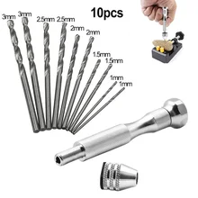 

11pcs Mini HSS Pin Vise Hand Drill Spiral Hand Push Chuck Twist Drill Bit Set 1.0/1.5/2/2.5/3mm For PCB CEM-3 Board CNC Plastic