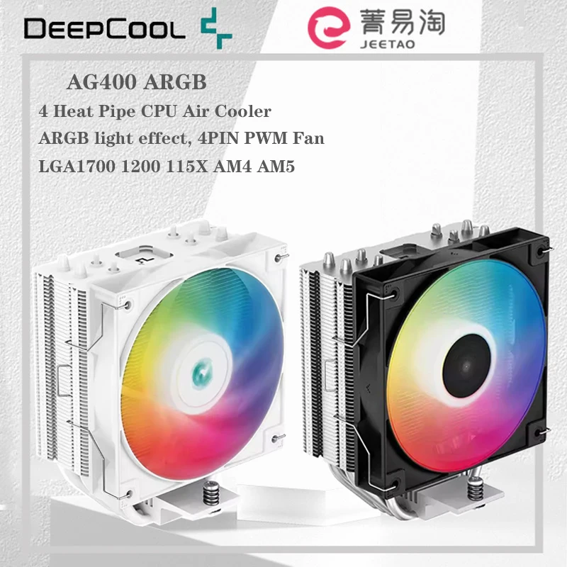 Deepcool Ag400 4 Heat Pipe Cpu Air Cooler Pwm Processador Cpu Cooler 5V 3Pin Argb Per Lga1700 1200 115X 1151 1155 Amd Am4 Am5
