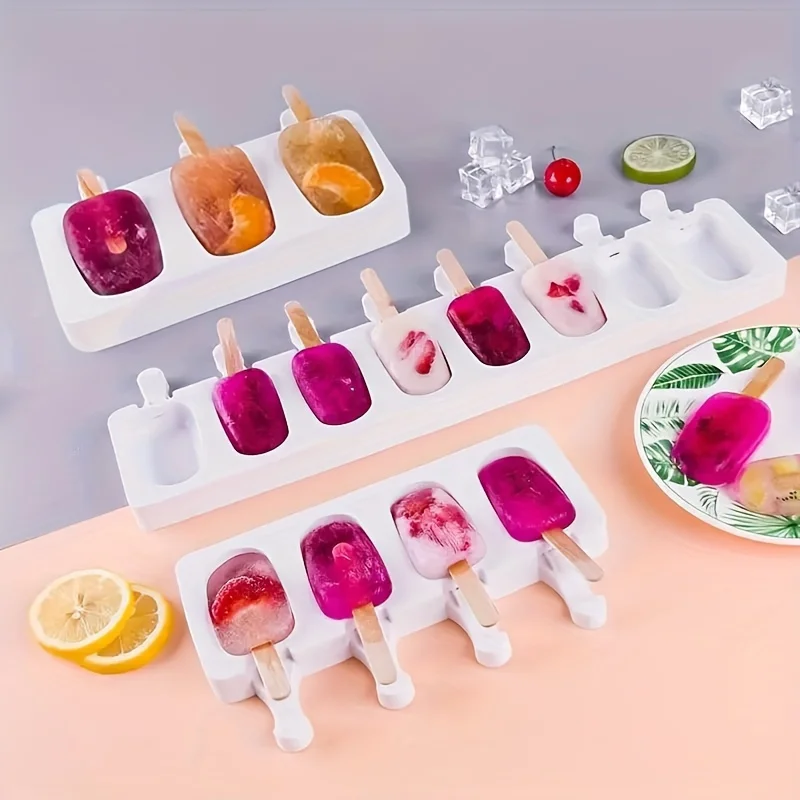 3-Pack Ice Molds BPA and PVC Free Plastic Popsicle Molds Multifunctional Accessories for Ice Cream Pudding Jelly Candy