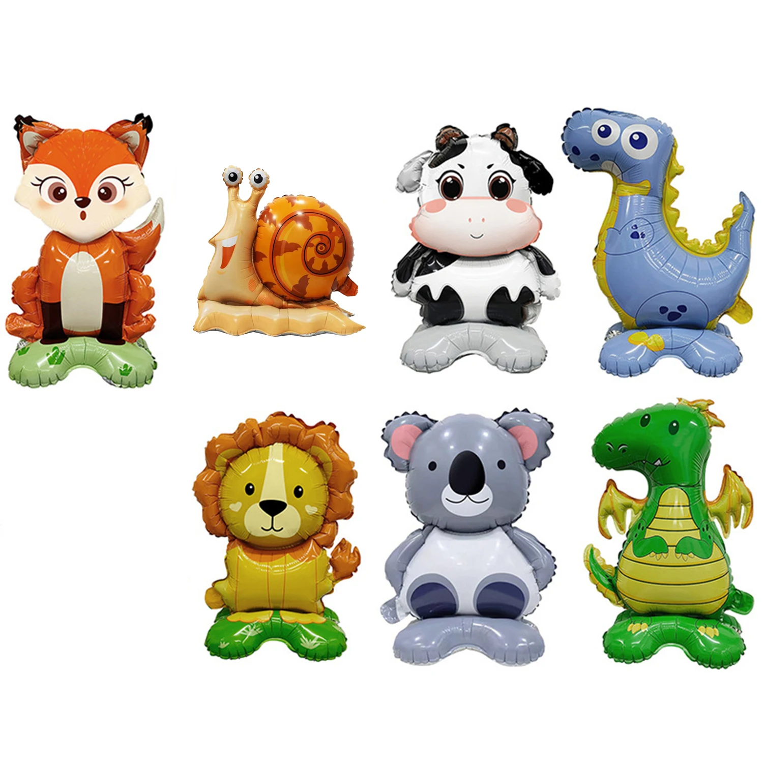 

Cartoon Animal Standing Balloon Lion Bear Fox Aluminum Foil Balloon Zoo Party Children's Toy Kids Birthday Party Decor