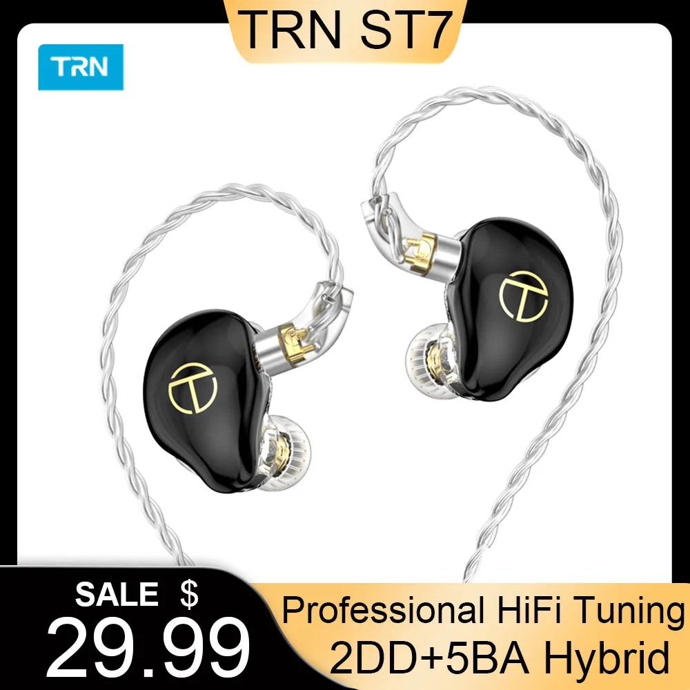 

New TRN ST7 In-Ear Earphones 2DD+5BA Hybrid HIFI Earphones Professional HiFi Tuning Sport Noise Cancelling Headset Fast Shipping