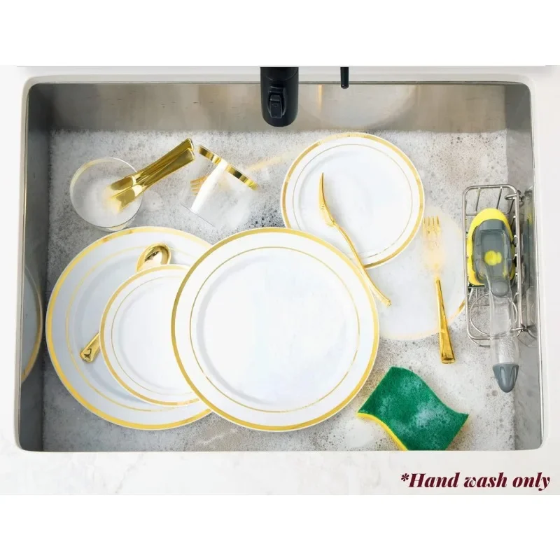 600 Piece Plastic Disposable Dinnerware Set 100 Guests Includes Dinner Plates Salad Plates Knives Forks Spoons Cups
