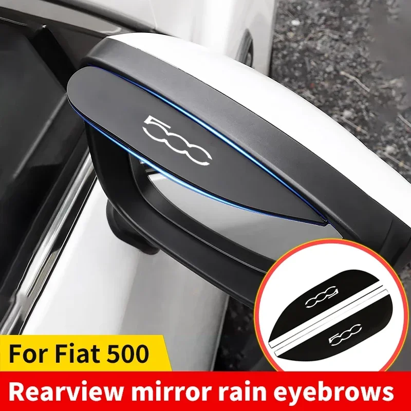 2PCS Car Rearview Mirror Rain Eyebrow For Fiat 500 500C 500X Car Rearview Visor Rain Cover Auto External Protector Accessories