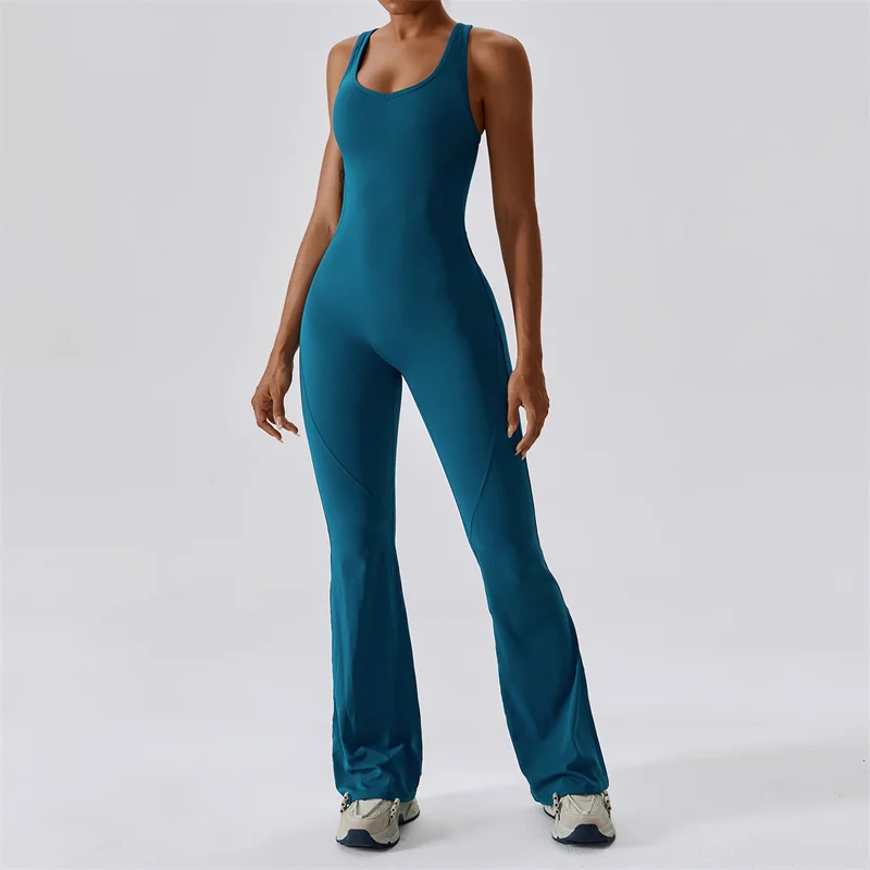 Women Training Yoga Suit Back V Jumpsuit Gym Set  Sportswear Women Sports Jumpsuit Fitness Rompers Stretch Workout Bodysuits