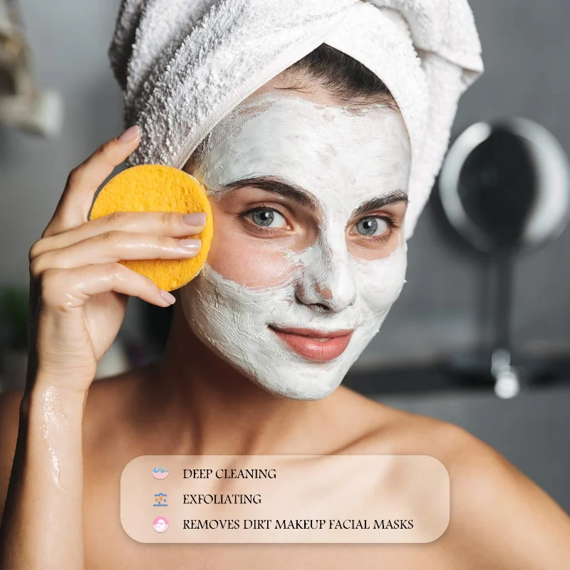 12Pcs Compressed Facial Sponge for Estheticians Face Round Cleansing Sponge Makeup Removal Sponge Pad Exfoliating Spa Washing 5