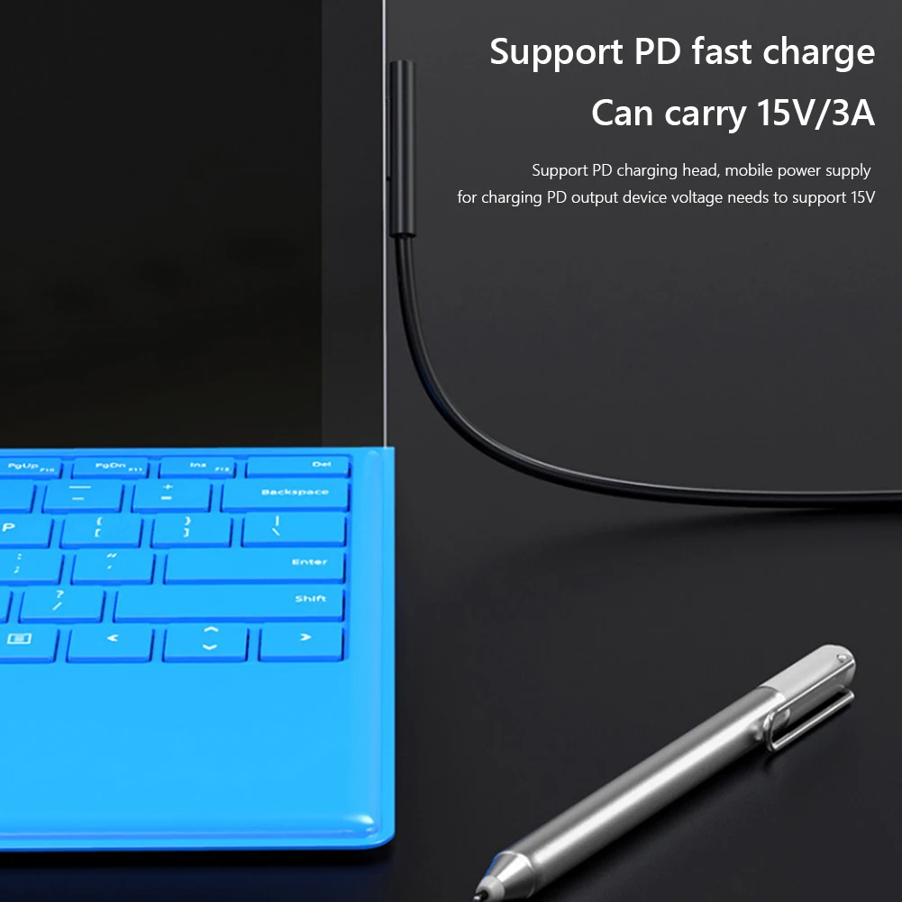 High Efficiency 15V 3A USB Type C Fast Charger Power Supply Cable for Microsoft Surface Pro 3 4 5 6 Devices