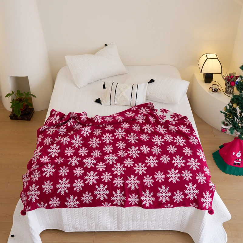 Weihnachtsdecke Aus Mikrofaser-Fleece – Wendbar, Rot Mit Schneeflocken, 127x152 Cm, Ultraweich & Wärmend