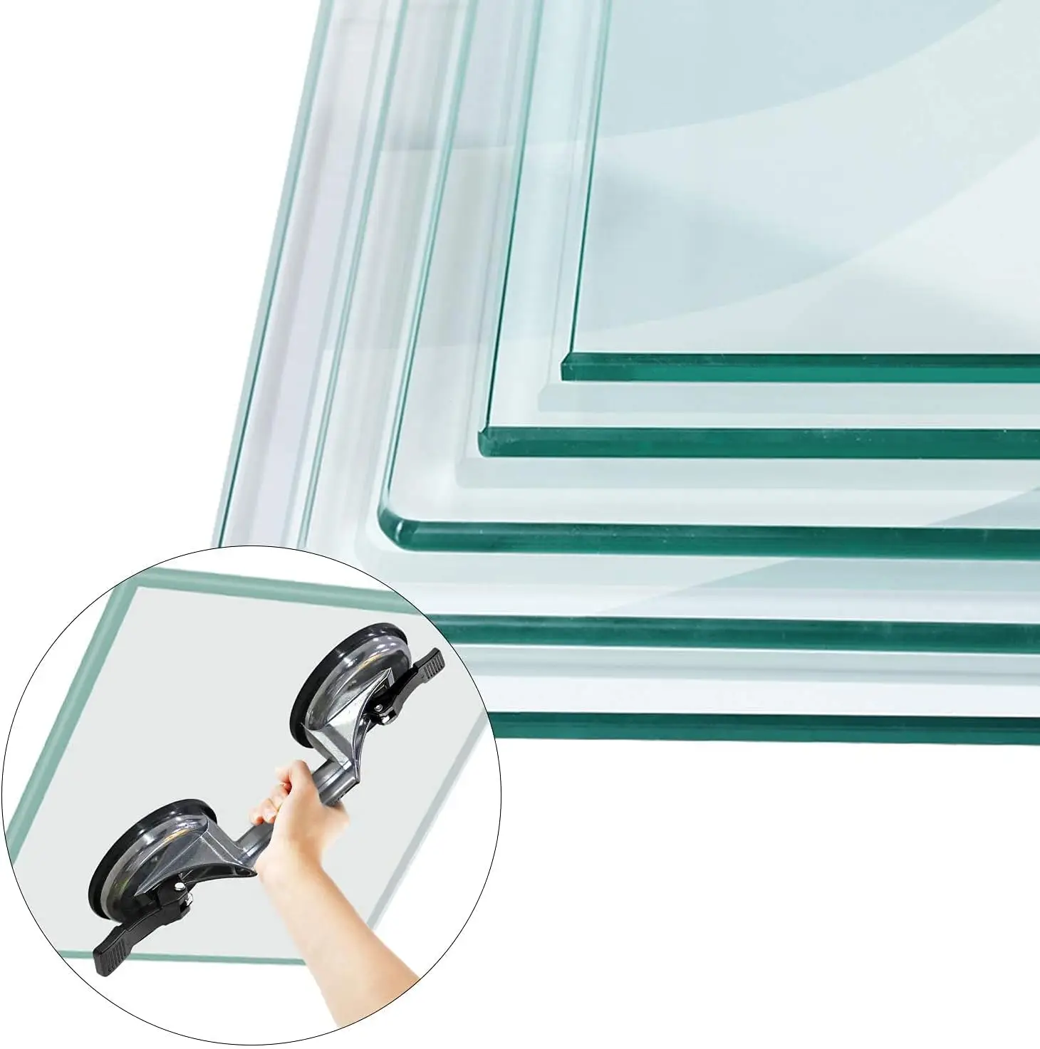 Heavy Duty Aluminum Double Handle Suction Cup Plate Glass Lifter Glass Tiles Mirror Granite Lifting Dent Remover Gripper