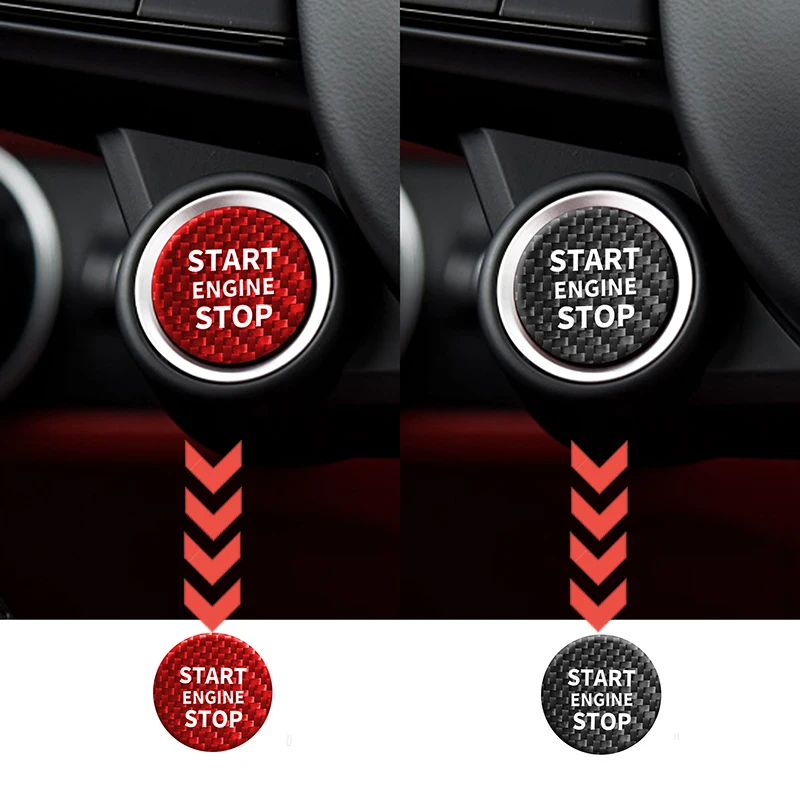 CarbonFiberCarIgnitionSwitchCoverEngineStartStopButton