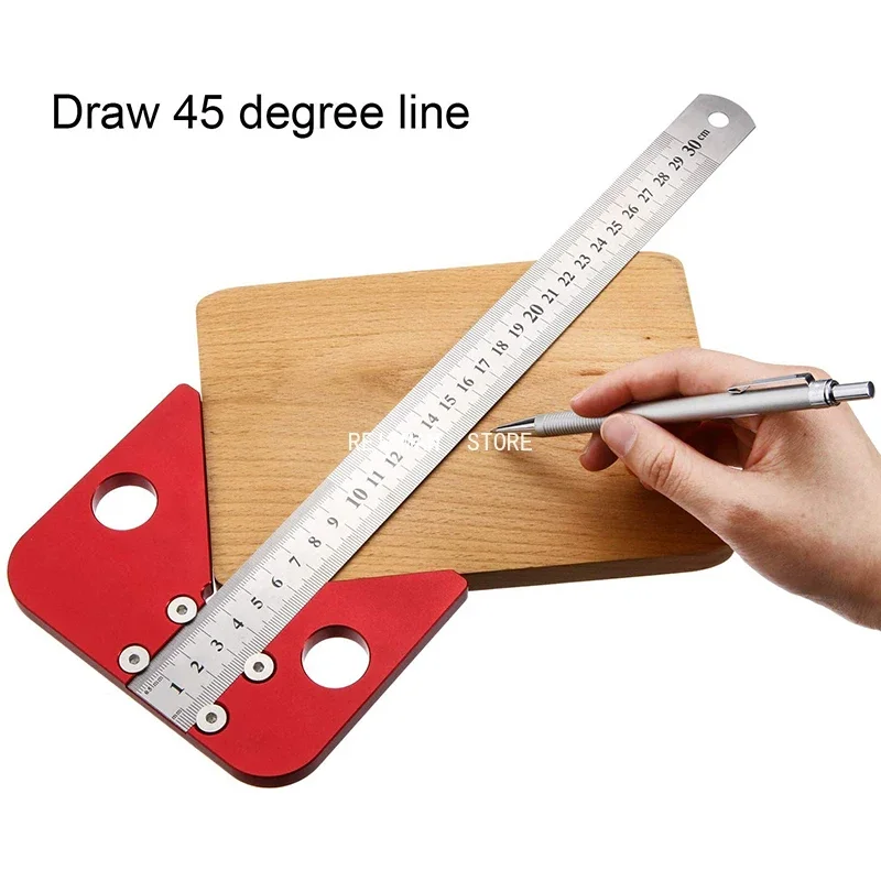 

Aluminum Alloy Square Center Scribe Center Finder Scribe Line Gauge Woodworking Center Measuring Tool with mark ruler