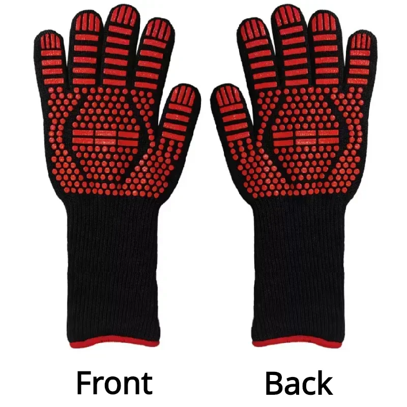 Silicone Oven Mitts Kitchen Gloves Silicone Oven Gloves One Piece BBQ Gloves High Temperature Resistance Oven Mitts 500 800 Degrees Fireproof Barbecue Heat Insulation Microwave Gloves