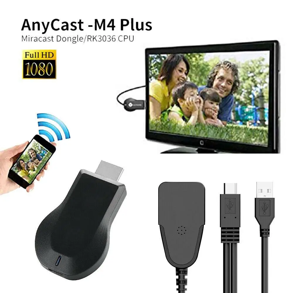 Беспроводной HD 1080P HDMI-совместим с экранным устройством, проектор для мобильного ТВ, Wi-Fi проектор для Anycast M4 Plus
