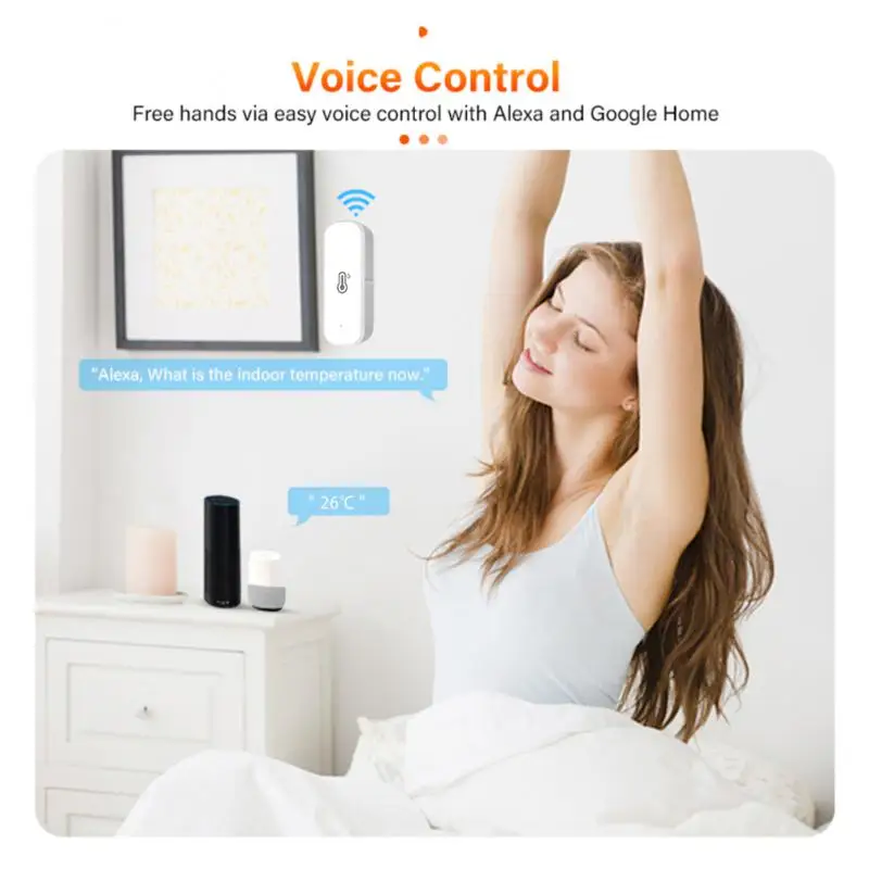 Temperature Humidity Sensor Aubess WiFi Indoor Smart Life Works With Alexa Google