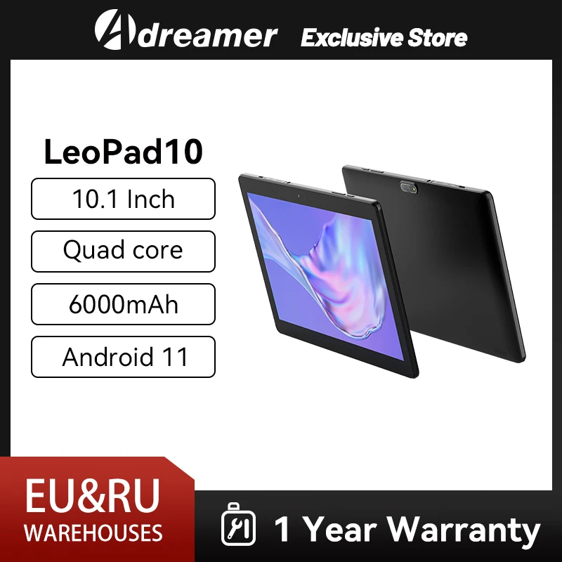 

Adreamer LeoPad10 Tab 10.1 Inch Tablet 1280*800 IPS Quad Core Android 11 2GB RAM 32GB ROM Bluetooth 6000mAh Battery Wifi Tablets