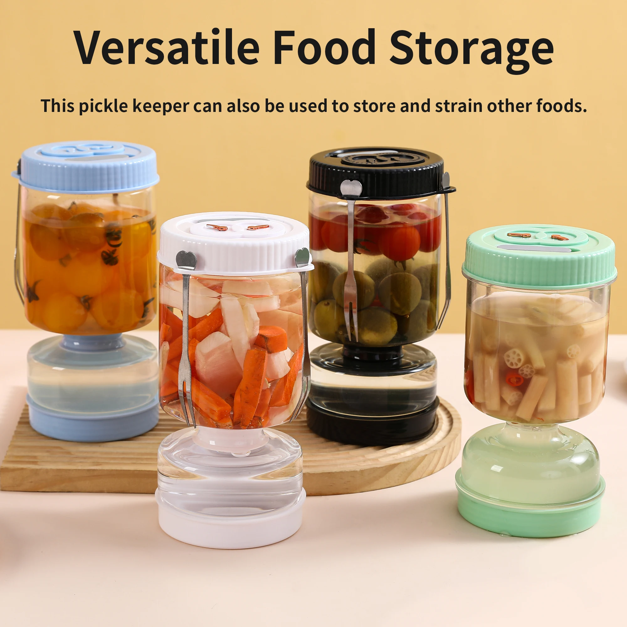 Glass Olive and Pickle Strainer Jar, Olive Container Hourglass Jar with Strainer Flip Pickle Container for Airtight Food Storage 6