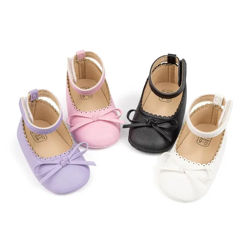Baby Shoes Girls' Soft-soled Leather Bowknot Party Princess Shoes Light Flat First Walkers Breathable and Anti-slip