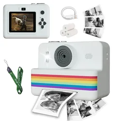 Portable Instant Photo Printer Camera - Thermal Printing & HD Video, 2.8-Inch Display, Fun Photography Gift (White)