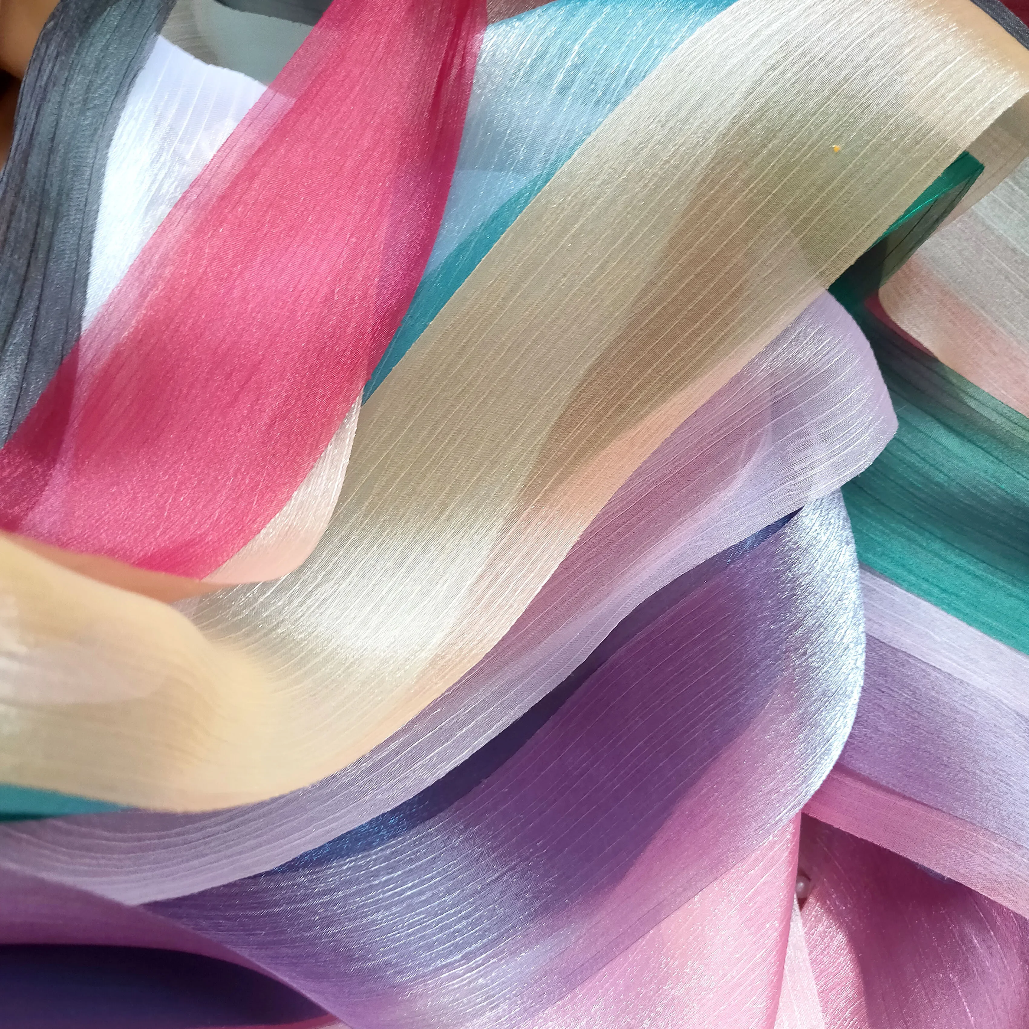 Silk Ribbon Chiffon Silver Sparkling Wrinkle Mesh Accessories Bright Wrinkle Gift Box Flower Bundle Packaging Snow Yarn Ribbon