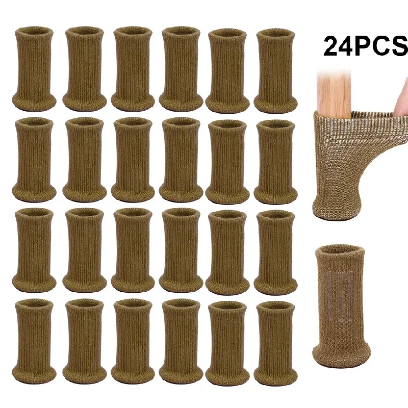 Colorful Knitted Silicone Chair Leg Socks with Anti-Slip Floor Protection