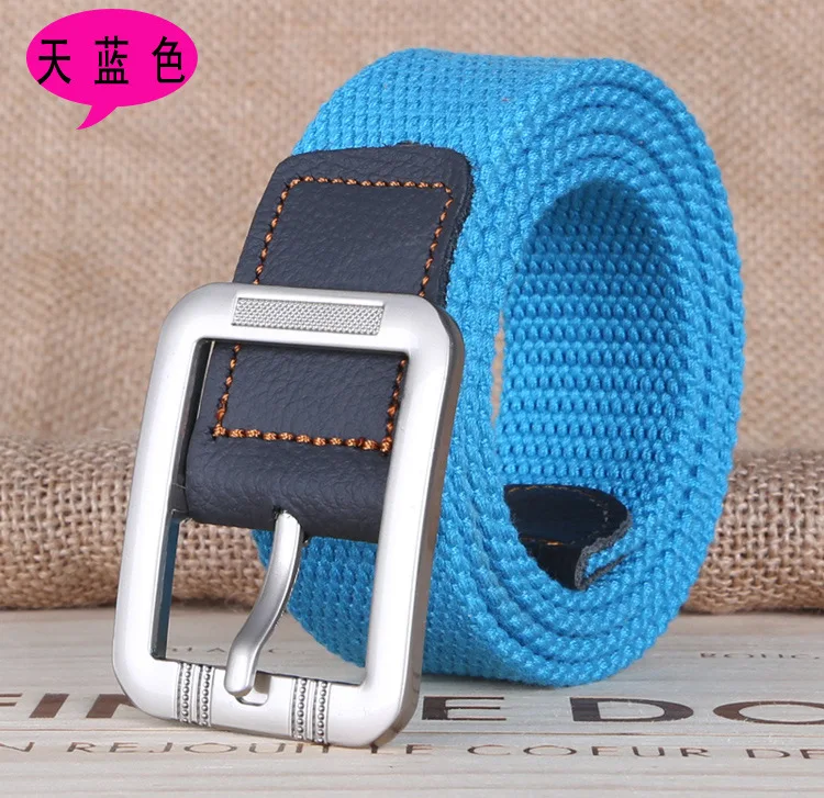 blue leather belt Supply Distribution Pin Buckle Casual Canvas Belt Unisex Fashion Cloth Belt Leather Edging Waistband Male comfort click belt Belts