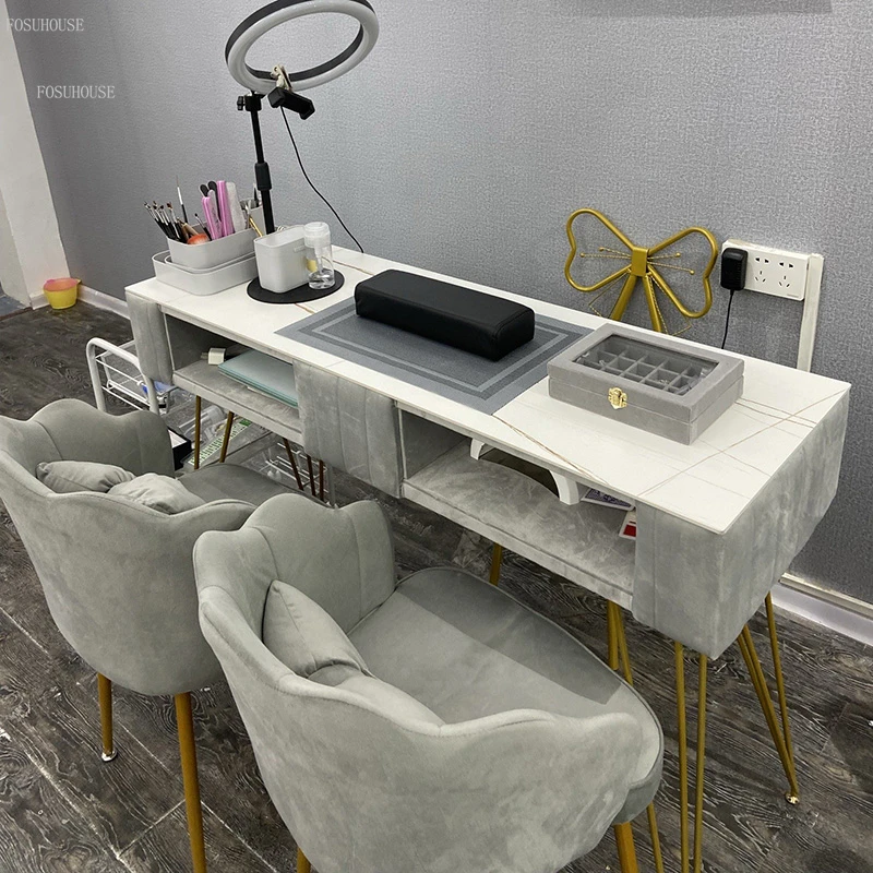 Italian Nail Tables Light Luxury Salon Furniture Nail Manicure Tables Creative Designer Shop Double-layer Manicure Table