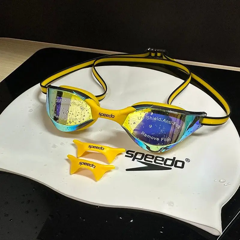 2300 gold swimming goggles + white silicone swimming cap