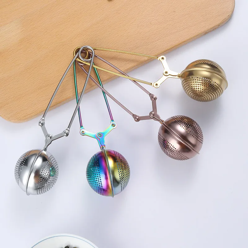 

304 Stainless Steel Ball Tea Brewer Multifunctional Fine Filter Pores Wire Clamp Tea Balls with Handle Kitchen Teaware Accessory