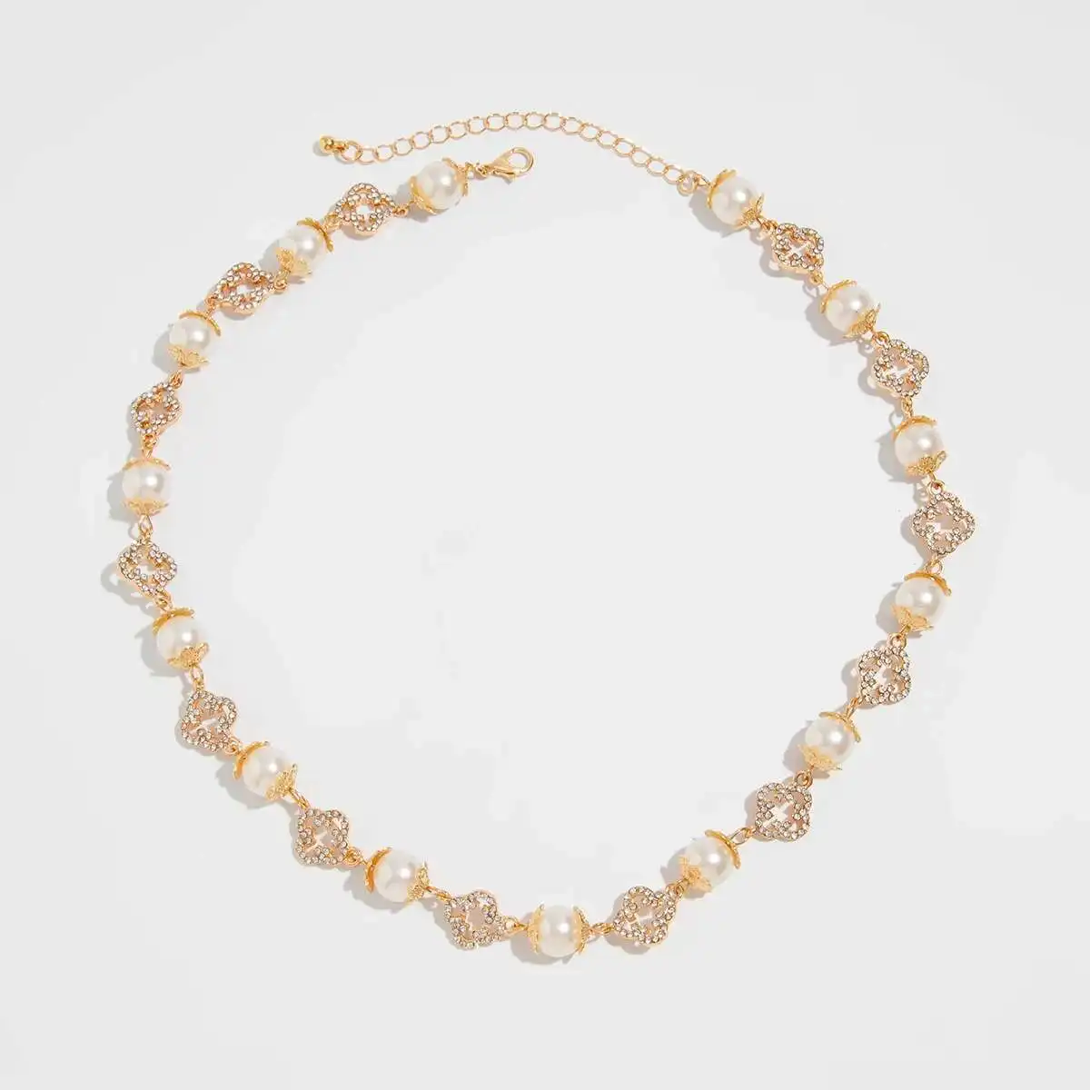 Sa6bae8d86e654e8eb359eedbe5cc2421q Goth Imitation Pearl Rhinestone Choker Necklace for Men Collar Vintage Adjustable Clavicle Chain Daily Party Jewelry Mallzona