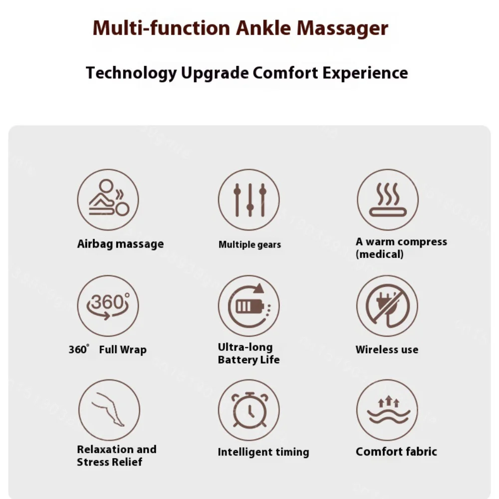 Wireless Electric Foot and Ankle Massager with Heat Vibration Air Compression for Pain Relief Muscle Relaxation Home Use Therapy