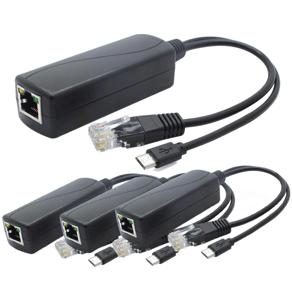 

4-Pack 5V PoE Splitter, 48V to 5V 2.4A Adapter with Micro-USB Plug, for IP Camera,Tablets,for Raspberry Pi and More