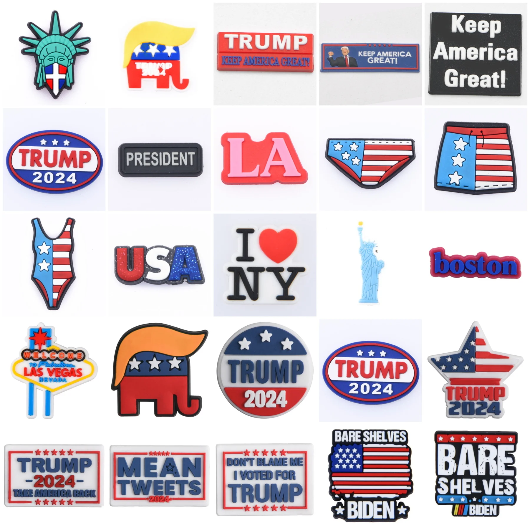 

New Arrival Goddess Of Liberty US Shoe Decoration Charms Colorful Flags Shoe Charms Words Bracelet Accessories Teens Pop Gifts