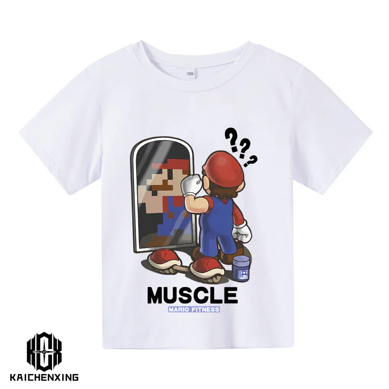 

3-14 Y Children T Shirts Baby Super Mario Short Sleeve Mario bros Men Women T Shirt Sets For Boys Girls Tees Kids Casual Clothes