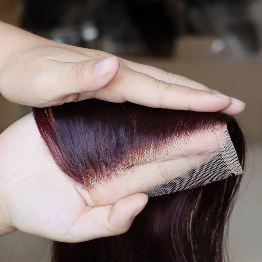 99J Dark Red Virgin Remy Human Hair 4x4 5x5 13x4 13x6 Lace Frontal Closure Transparent Human Hair Frontal Closures