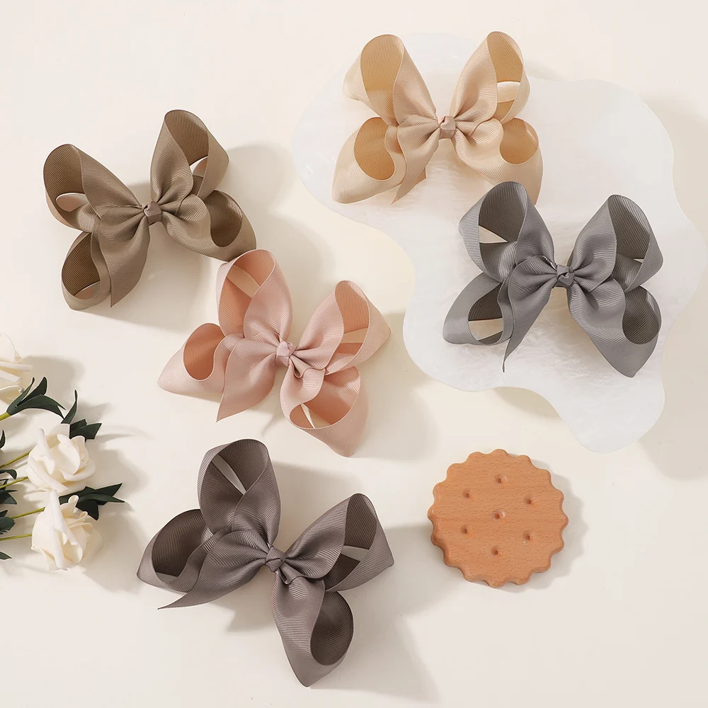 BABY BOWS 1Pcs 6inch Solid Colors Grosgrain Ribbon Hair Clips for Girls Large Hairpins Boutique Barrettes Kids Hair Accessories