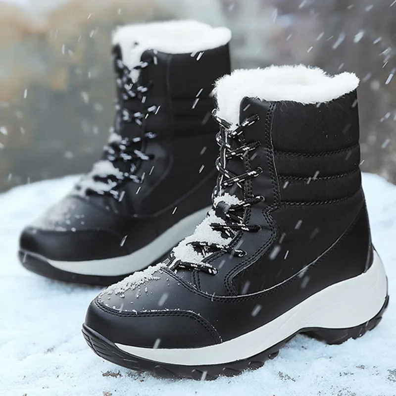 Botas de nieve impermeables para mujer zapatos cálidos de felpa BLWOENS