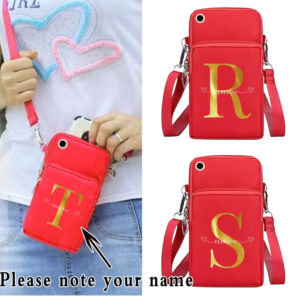 

Waterproof Phone Bag Mobile for Samsung/iPhone/Huawei Case Wallet Sport Arm Purse Custom Name Letter Shoulder Bag Phone Pouch
