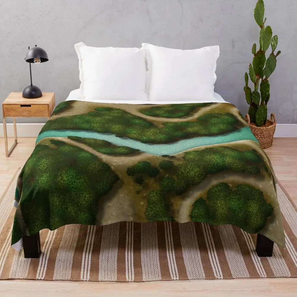 

Forest Trails and Stream 002 Battle Map for Table Top RPG Miniatures Throw Blanket Hairys Hair Comforter Blankets