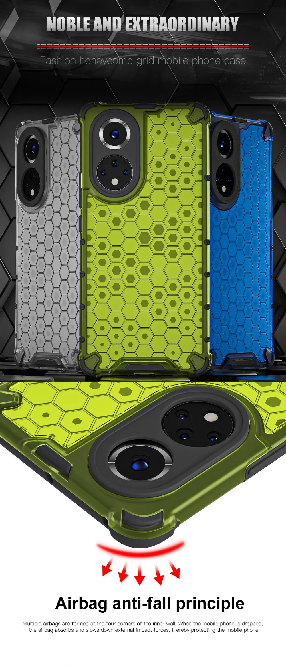 KEYSION Stoßfestes Rüstungsgehäuse für Honor X7 50 Lite Transparente Wabentelefonrückseite für Huawei Nove 9 SE 8 8i P50_voghion.com