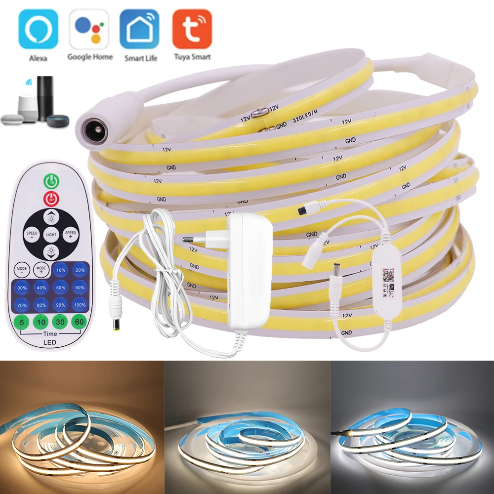 Kit Striscia COB LED RGB 1m 15W 12V Dimmerabile IP65 con Telecomando
