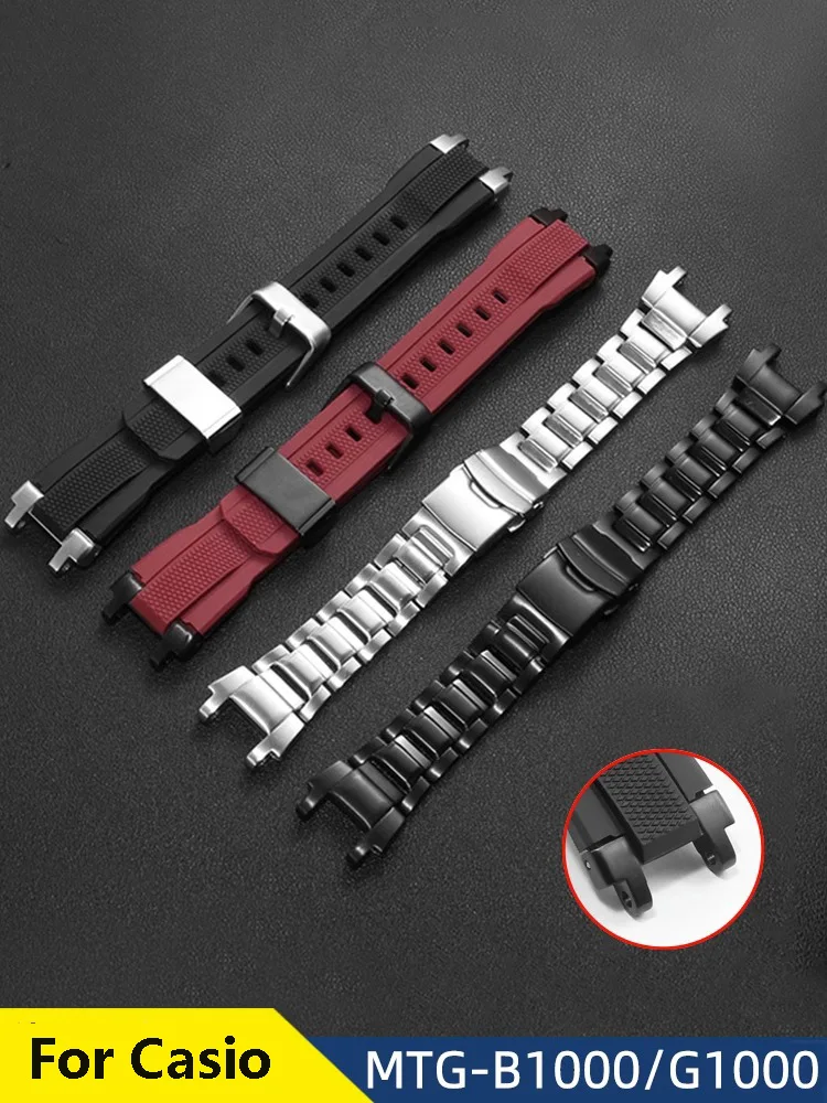 

Stainless Steel Replacement Watch Strap for Casio G-Shock MTG-B1000 G1000 Men Matte Metal Solid Watchband Rubber Bracelet