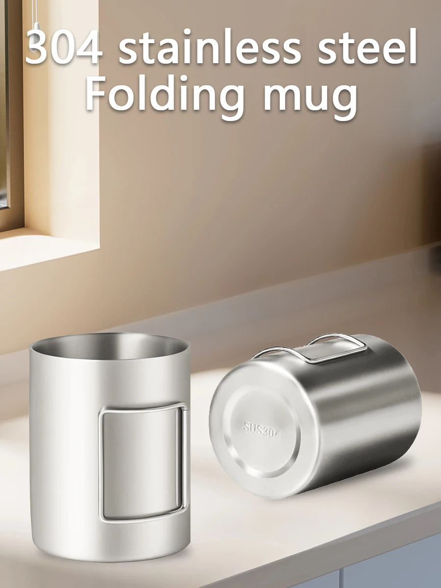 Description Picture 2 of itemStainless steel camping cup 304 foldable outdoor portable insulated and heat-resistant mug water cup
