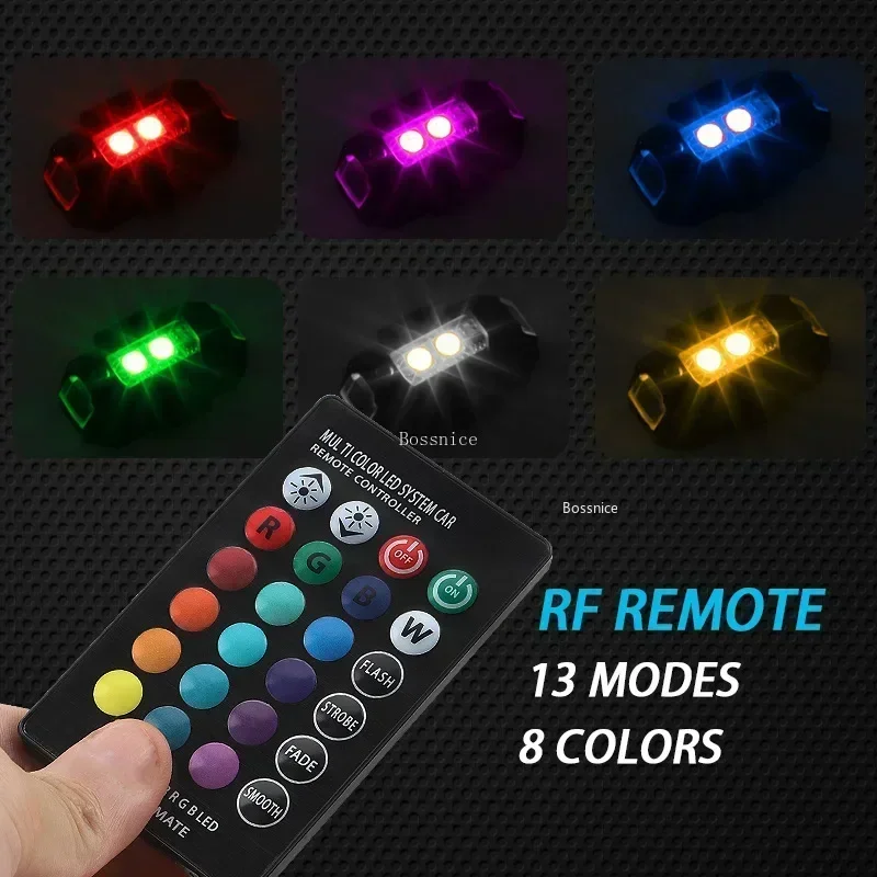 Feux LED RGB pour Drone - Lot 2/4 Lampes + Télécommande - Mini Stroboscope Anti-Collision