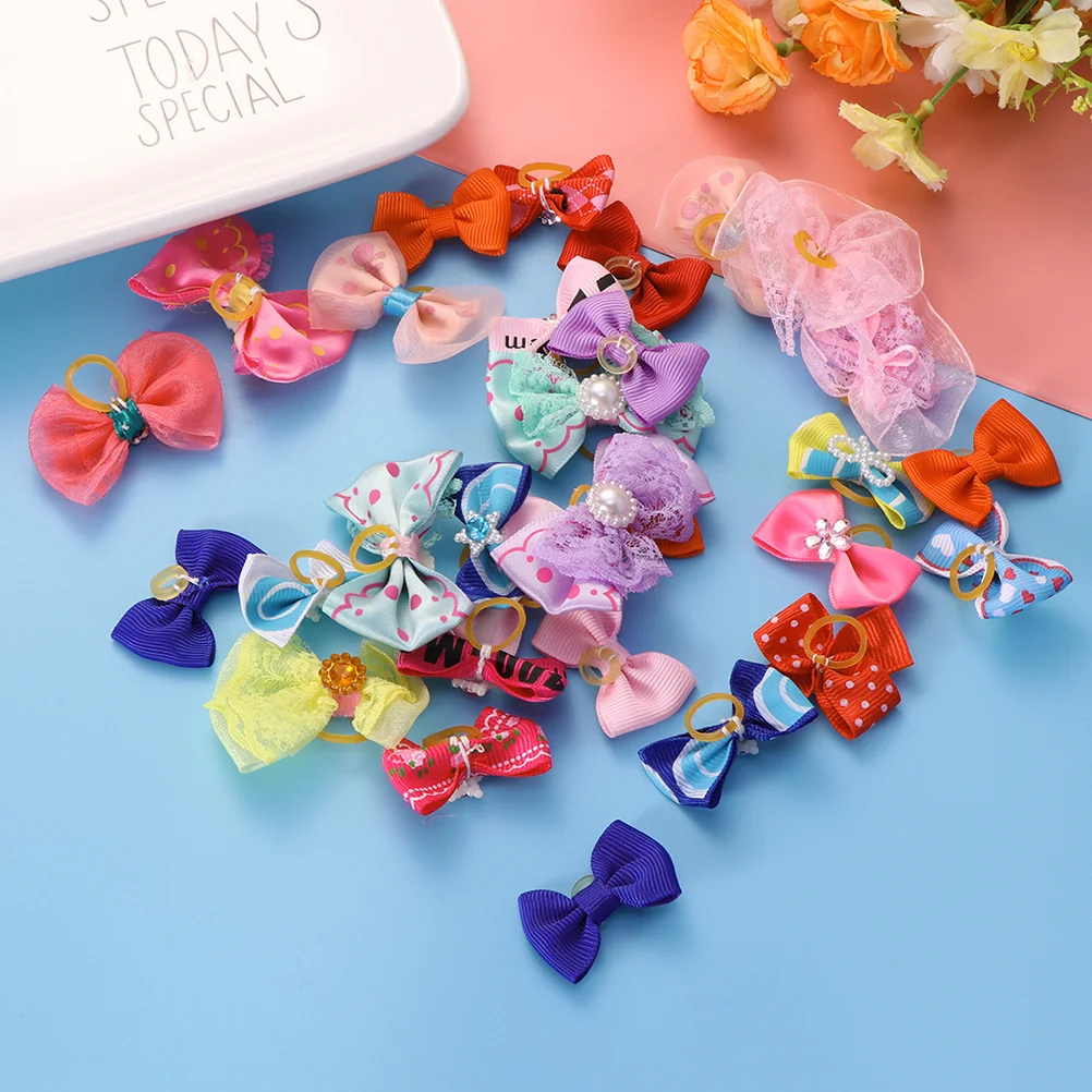 

Pet Accessories Dog Hair bows Fashion Cute Dog Bows Rubber Bands Pet Hair Collar Decoration for Dog and Cat(Random Pattern