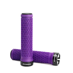 Ergonomic Non-Slip Rubber Bicycle Handlebar Grips with Locking Design (PURPLE)