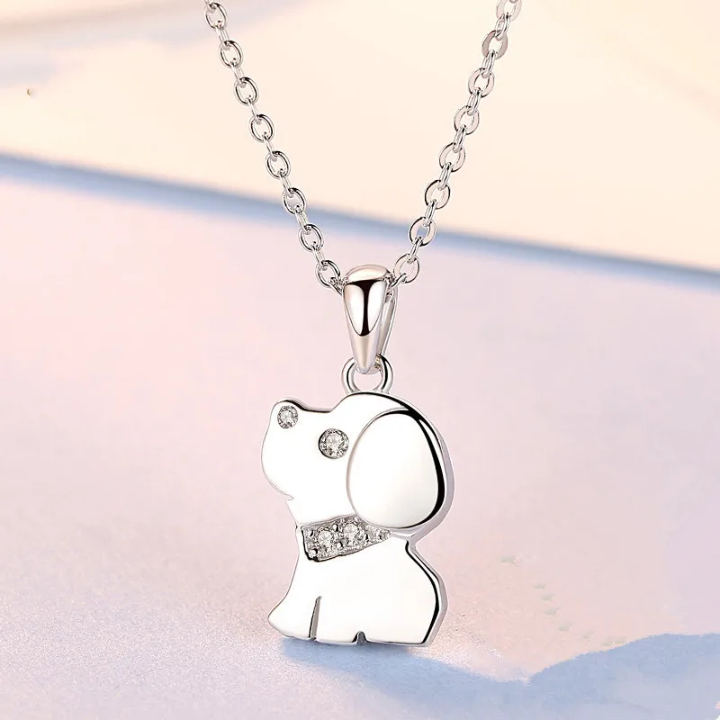 925 Sterling Silver Necklace Pendant chains Cartoon Dog for Women Fashion jewelry Wedding Birthday Party Gift pendant necklace silver necklace silver pendant silver necklace charms
