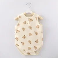 Summer Baby Home Suit Bodysuit Cute Cartoon Bear Rabbit Boys Girls Children Climbing Pajamas Thin Newborn Kids Sleeping Clothes 3