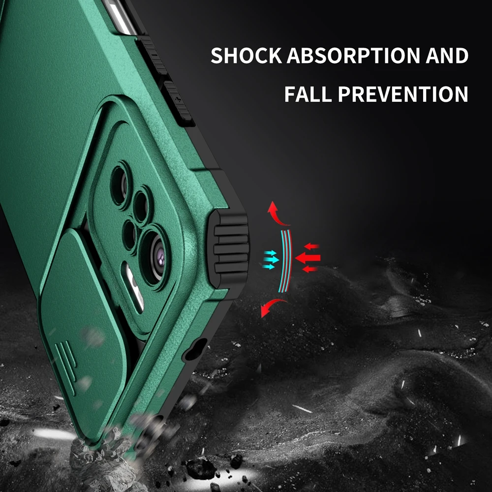 Slide Camera Armor Phone Case with Plastic Holder and Hard Cover Protection
