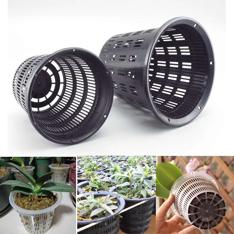 5pcs Meshpot Root Control Clear Pot for Orchid Planting with Air Holes Planter Plastic Flower Pots Home Gardening Decoration flower pot hydroponic flower pot plant pot
